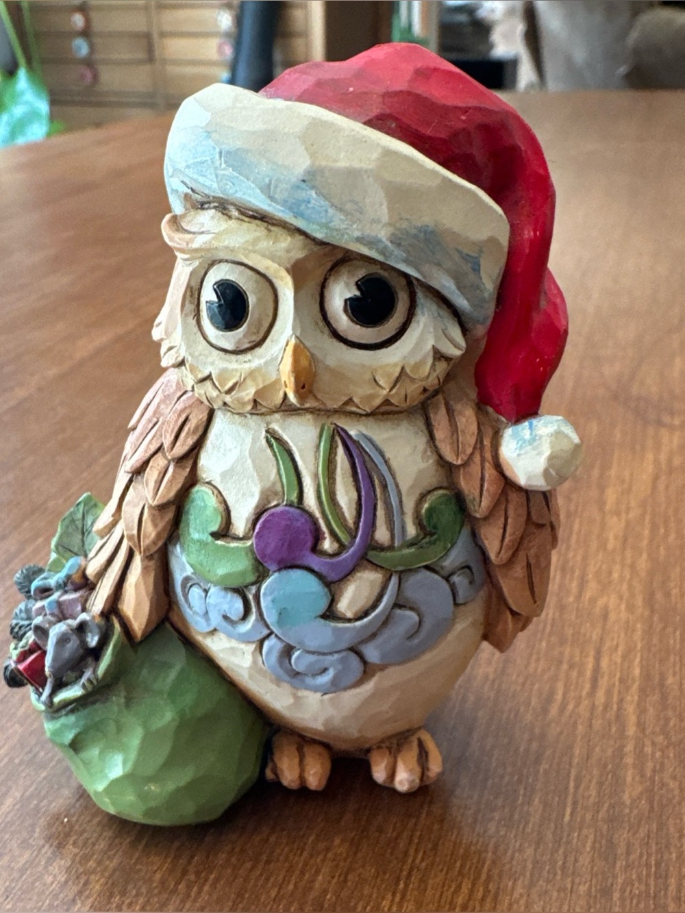 Jim Shore Owl Figurine in Red, Green, Purple, Blue, Cream
